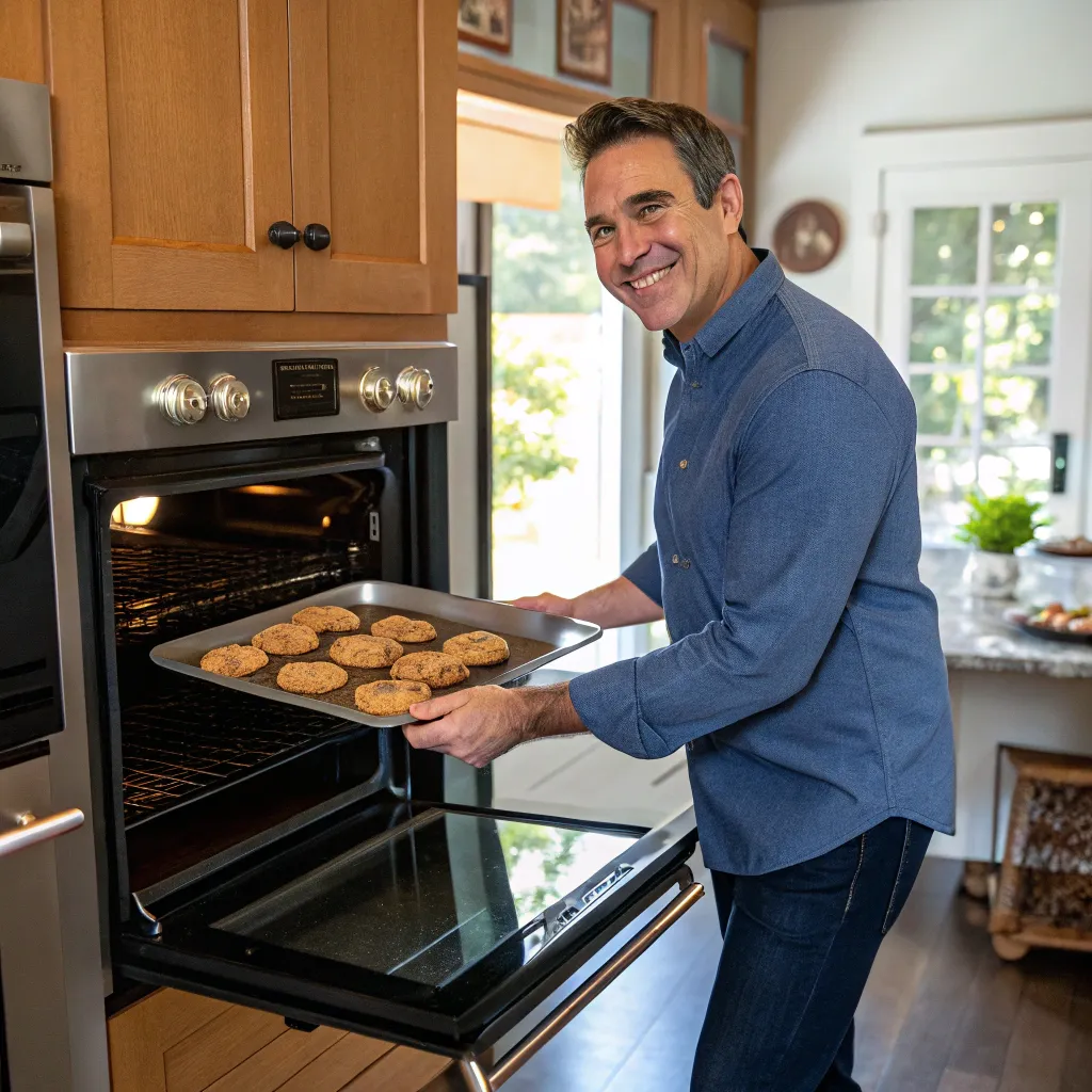 John D. enjoying his new oven